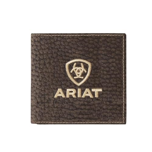 Image of ARIAT Men's Pebbled Bull Hide Leather Bifold Wallet (Brown)