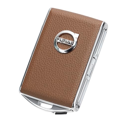 Car Key Case Fob Cover for Volvo XC90, XC60, XC40, S60, S90, V90, Polestar 1, Polestar 2, Polestar 3 (Brown)