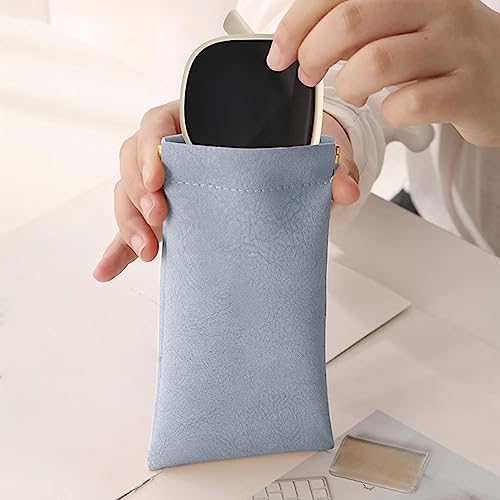 Image of 3 Pack Leather Eyeglasses Cases PU Soft Sunglasses Pouch Squeeze Top Portable Glasses Cases for Men Women