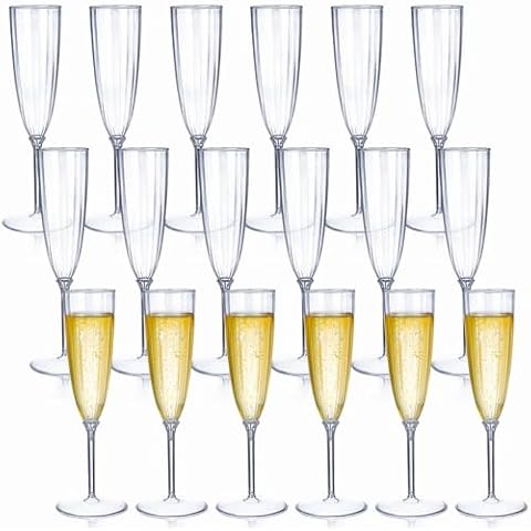 Tosnail 18 Pack Reusable Plastic Champagne Flutes Cover