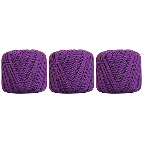Image of ThreadArt 100% Cotton Crochet Thread Size 3, 3 Ball Pack, Purple 30 | Soft pure cotton crochet thread for lace, doilies, amigurumi and crafts. Smooth finish with crisp stitch definition.