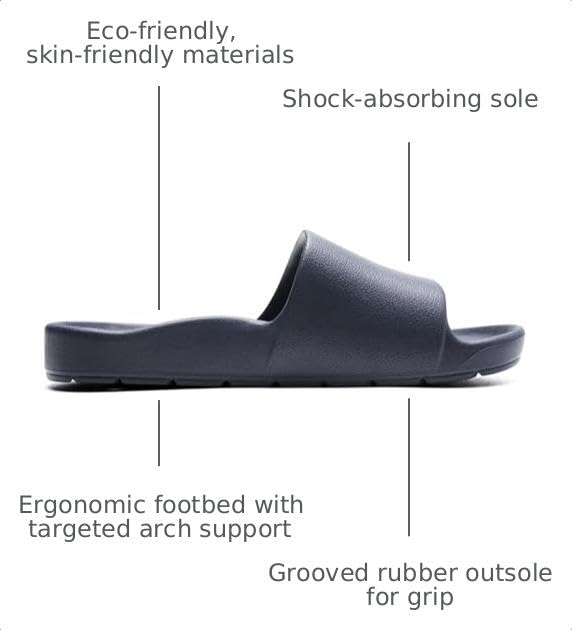Image of Unisex Arch Support Shower Shoes with Drain Holes Slides | Drain hole,Lightweight,Comfortable,Durability,Sole cushioning,Quick-drying,indoor outdoor wear