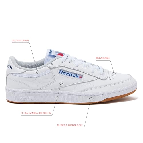 Image of Reebok Club C 85 Mens Tennis Shoes, Casual Fashion White Sneakers for Men