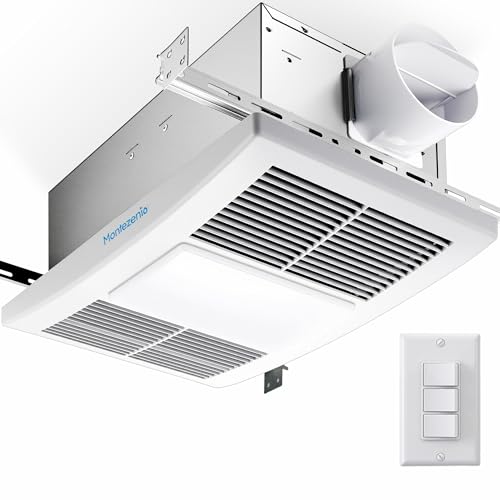Image of Bathroom Exhaust Fan with Heater & Light 110 CFM 1.5 Sone Switch Includes