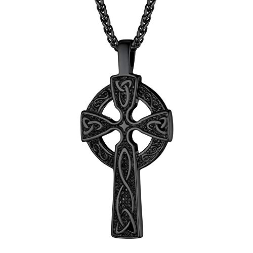 PROSTEEL 316L Stainless Steel Celtic Knot Triquetra Necklace, Irish Christian Cross Pendant Necklace for Men Women, Protection Amulet Jewelry, 22