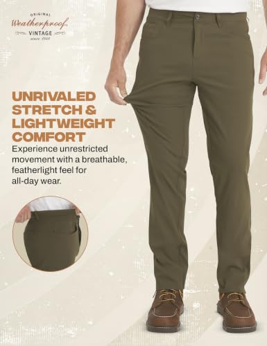 Image of Weatherproof Vintage Casual Hiking Pants for Men - Lightweight Stretch Travel Mens Work Pants with Utility Cargo Pocket