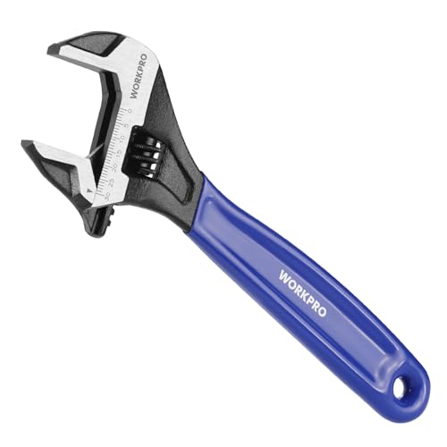 WORKPRO Schraubenschlüssel 150 mm Rollgabelschlüssel, Verstellbarer metrischer Einmaulschlüssel aus Cr-V Stahl und weichem Bi-Material-Griff