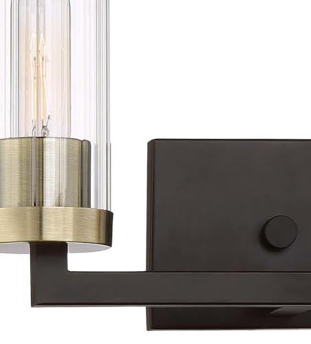 Image of Minka Lavery 3042-560 Ainsley Court Vanity Bath Light, 2-Light, 120 Total Watts, 15-in H x 9.25-in W, Aged Kinston Bronze with Brushed Brass Highlights