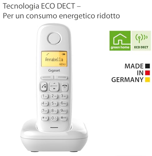 Gigaset A270 Telefono Portatile con Vivavoce, Ampio Display da 1.5 Pollici (34 x 22 mm) con Indicazione Data, Ora e Durata Chiamate, Bianco [ITALIA] - 5