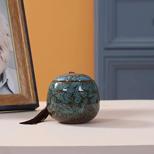 Youdear Service Small Urn for Human Ashes - 6 cm Handicrafted Urn - Beautiful Tiny Keepsake Urns - Mini Urn Made of Ceramic - Urn for Dog Ashes Cat Ashes Pet Ashes - Pet Cremation Urn (Blue)