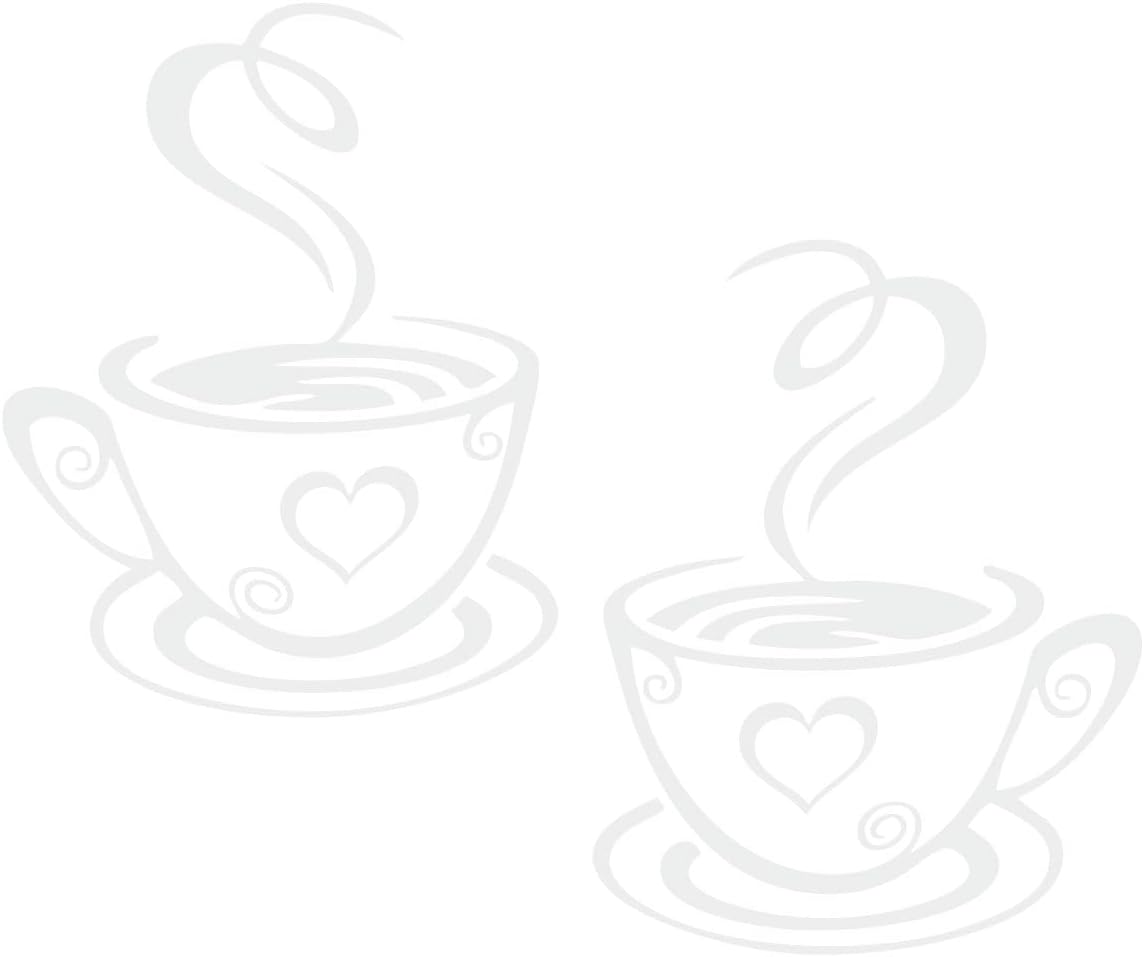 Decaltor Dual Coffee Cup Pattern Sticker Wall Decals Home Art Decor Size 12'' ×7