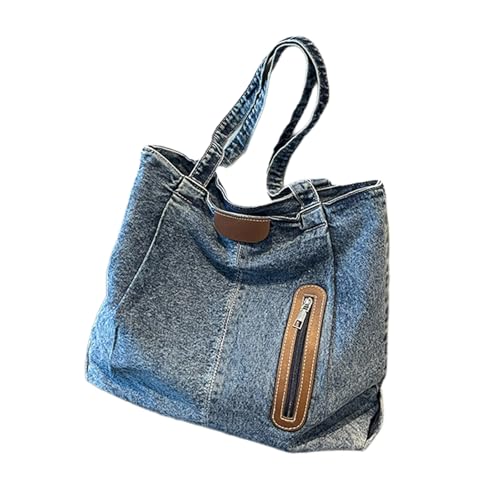 Greabuy Bolsos de hombro para mujer, multiusos, para mujer, vaqueros, bolsa de viaje para mujer, práctica bolsa de hombro para oficina y uso diario, bolsa de compras para mujer, azul vaquero