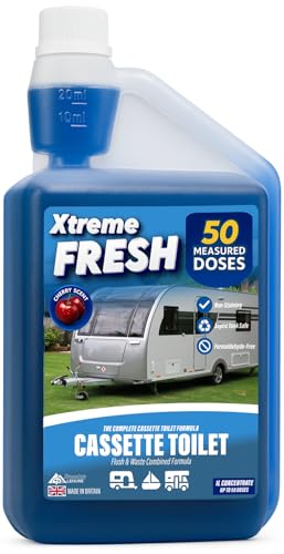 Xtremeauto Blue Toilet Fluid 1L Concentrated Cassette Toilet Formula for Caravans Motorhomes & Camping 50 Doses Formaldehyde-Free & Septic Safe (1 Blue)