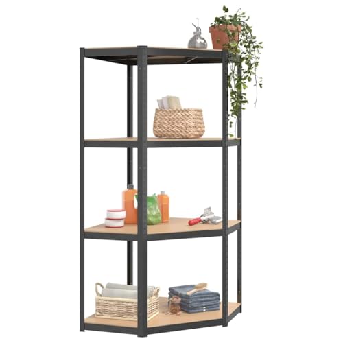 Étagère d'angle en acier et bois robuste anthracite de 160 cm