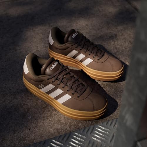 Image of adidas Womens Vl Court Bold Lace Up Sneakers Shoes Casual - Pink