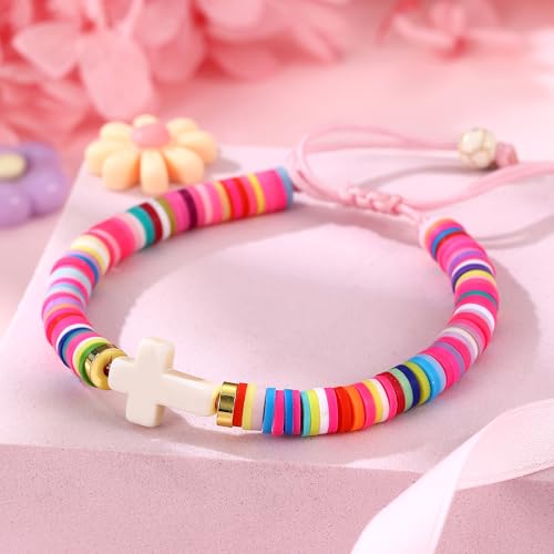 Image of Baptism Gifts for Girl, Catholic Cross Bracelet First Holy Communion Baptism Confirmation Decorations Favors for Daughter Granddaughter Niece Goddaughter