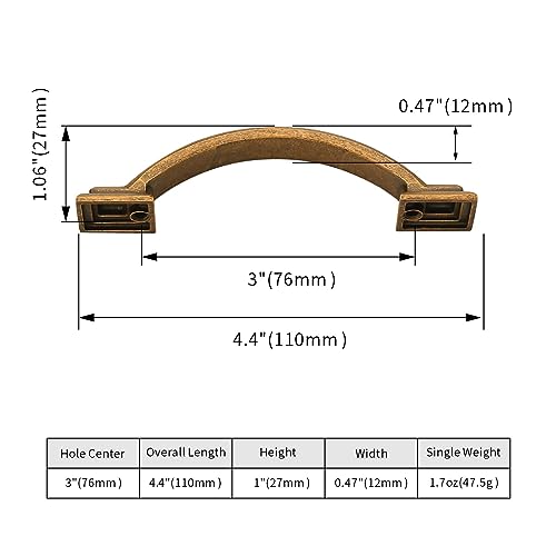 Tiradores de tocador retro de latón antiguo de 3 pulgadas para restaurar muebles 4