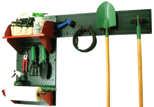 Wall Control Pegboard Garden Supplies Storage and Organization Garden Tool Organizer Kit with Green Pegboard and Red Accessories