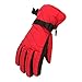 SOIUTAO Gants pour enfants imperméables en softshell - Imperméables et coupe-vent - Avec dragonne - Combinaison de neige - Gants pour enfants de 13 à 18 ans - Cadeau pour enfant, rouge, M