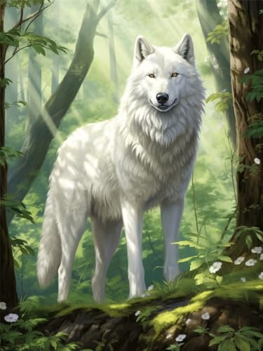 Diamond painting loup 5D Dooqon | Kit de décoration murale pour le salon