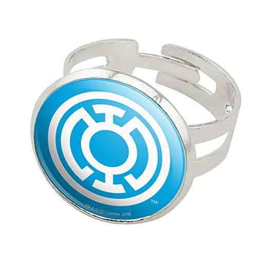 GRAPHICS & MORE Green Lantern Blackest Night Blue Lantern Logo Silver Plated Adjustable Novelty Ring