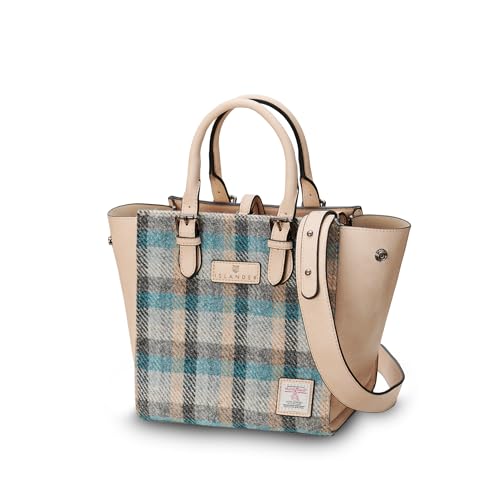 Islander The Medium Caillie Tote Bag for Women, Vegan Leather & Harris Tweed, Islander Tartan