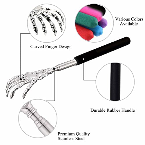 Telescoping Back Scratcher, Portable Extendable Metal Skeleton Hand Back Scratchers, Hand Massager With Rubber Handles, 2 Pcs #TOP1