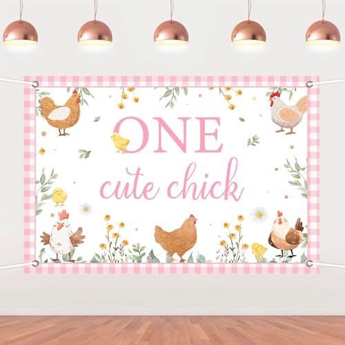 Jolie bannière de fond anniversaire poulet pour fête d'enfants