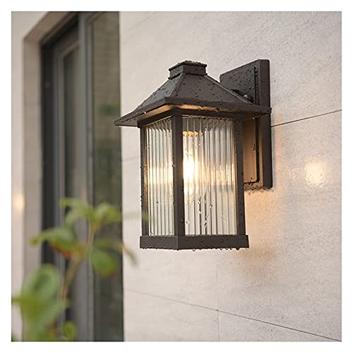 Lanterne extérieure E27 applique murale jardin étanche noire 33cm - 4