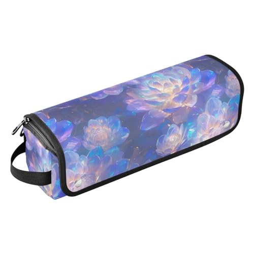 Bolsa de viaje resistente al calor para herramientas de cabello con diseño de flores grandes moradas, ideal para planchas y rizadores miniatura 1