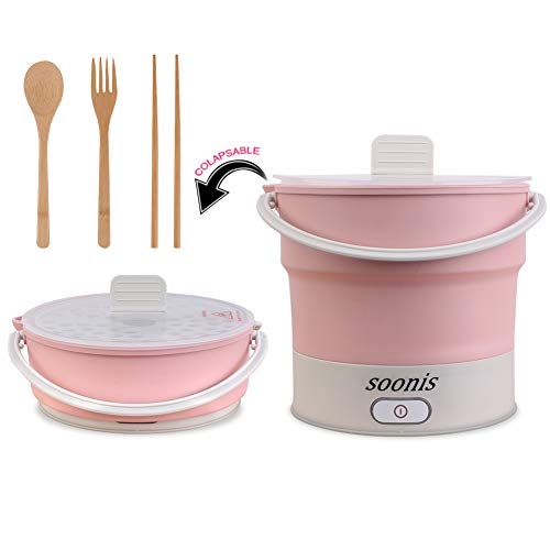 Soonis Portable Electric Skillet Voltage 100V-240V Collapsible Electric Hot Pot Food Grade Silicone