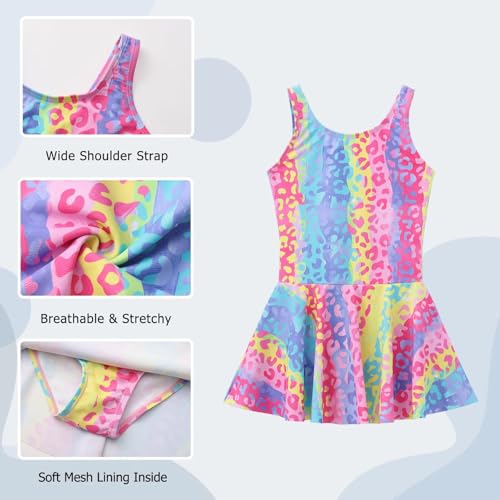 Image of Aisyee Girls One Piece Swimsuits Swim Dress for Girls Skirted Bathing Suit Hawaiian Skirt Swimwear 3-16 Years