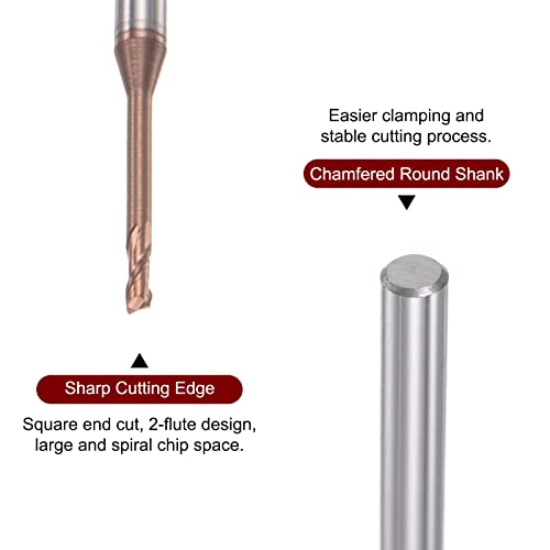 Image of HARFINGTON Square Nose End Mill 4mm Shank 2mm x 20mm Titanium Coated Solid Carbide Long Reach Extended Neck 2 Flutes CNC Router Bit Milling Cutter for Stainless Steel Alloy Hardened Steel