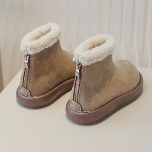 Girls Boys Fuzzy Warm Winter Short Boots with Furry Faux F𝐮r Lining Platform Bootie Shoes for Toddler Big Kids2