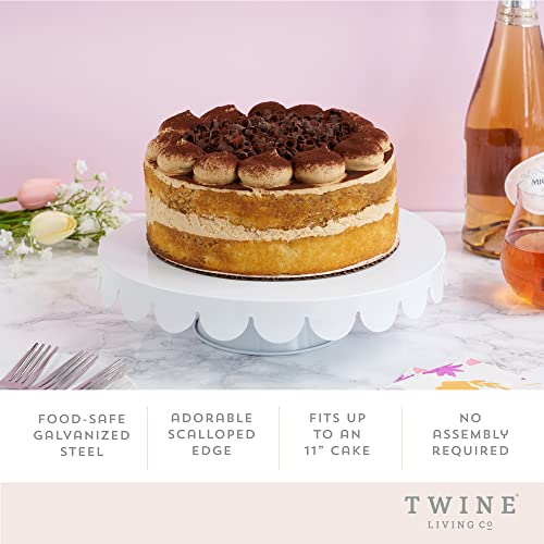 Twine White Stainless Steel Cake Stand, Set Of 1, Cupcake Stand, Home Decor, Food Service, Dessert Accessory, 11-Inch Diameter, White #TOP6