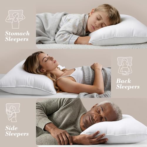 Image of viewstar Bed Pillows Queen /Standard Size Set of 2, Firm Down Alternative | Bedding, Hotel Quality, Fluffy, Oeko-Tex Certified, Plump Filling, Machine Washable, for Side Back Sleepers, White