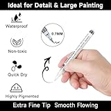Pennarelli Acrilici Indelebili Sunis – Punta Extra Fine 0,7 Mm, 8 Pezzi (6 Bianchi + 2 Neri) Per Pittura Su Roccia, Legno, Tessuto, Vetro E Tela - 3