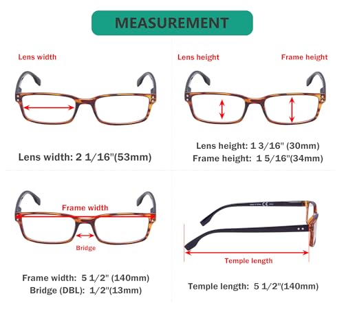 Image of Eyekepper 4 Pack Reading Glasses for Women and Men - Classic Readers Amber Frame-Black Arm +3.00