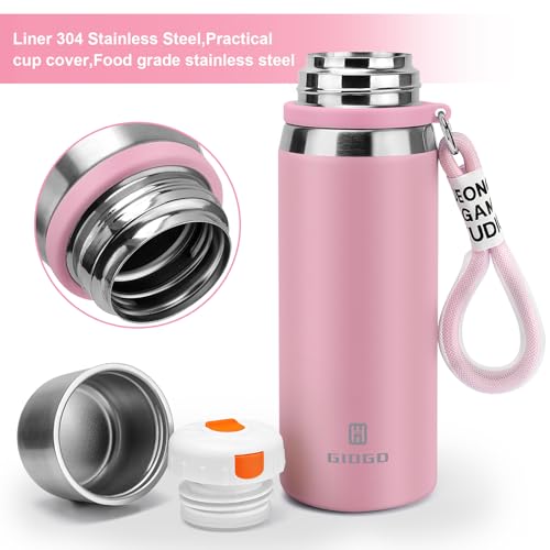 Botella termo de acero inoxidable con vaso 700ml botella aislante al vacío para café y agua caliente y fría (Rosa, 700ml) miniatura 3