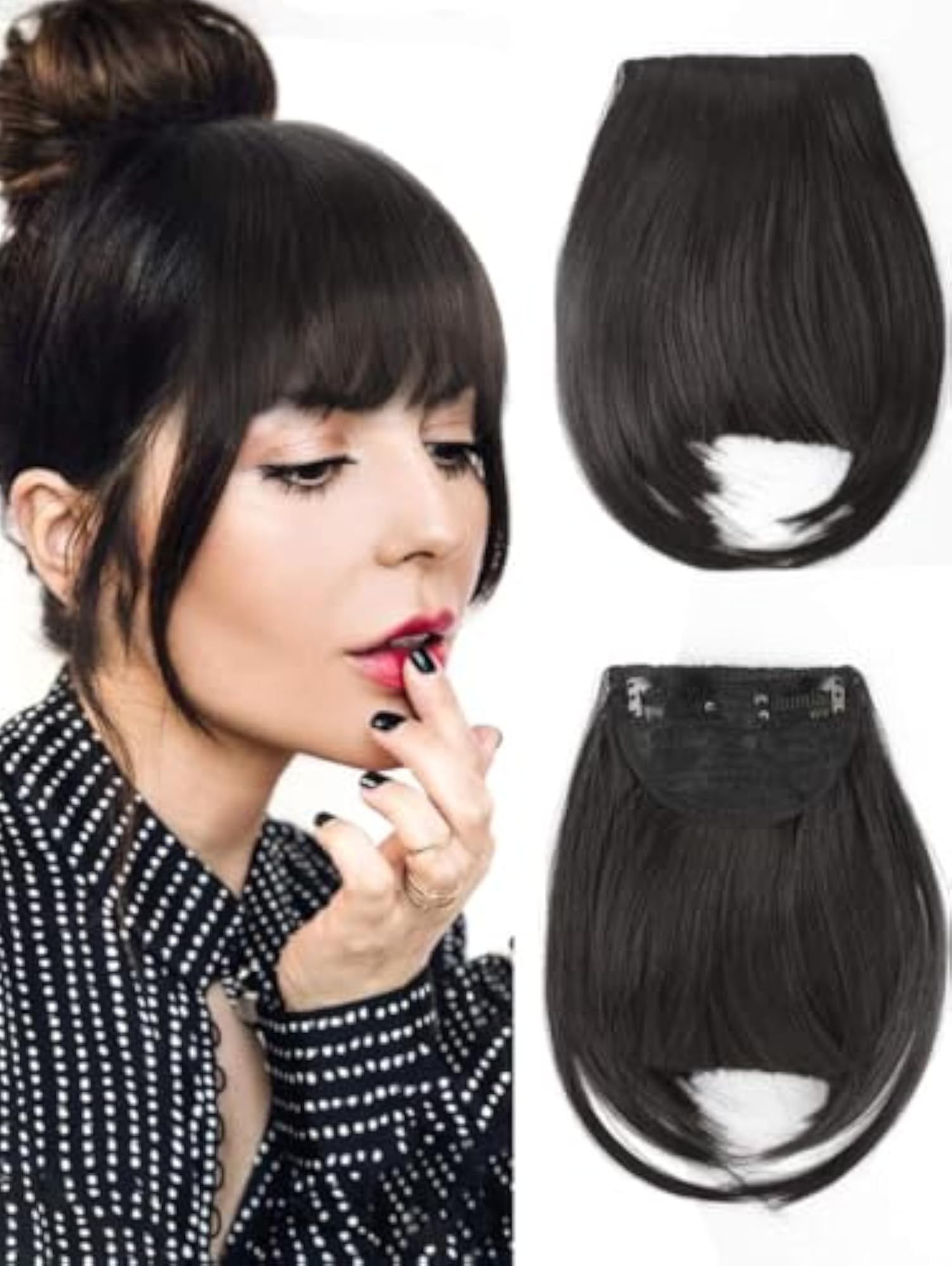 Front Bangs Clip On Hair Extensions, For Women