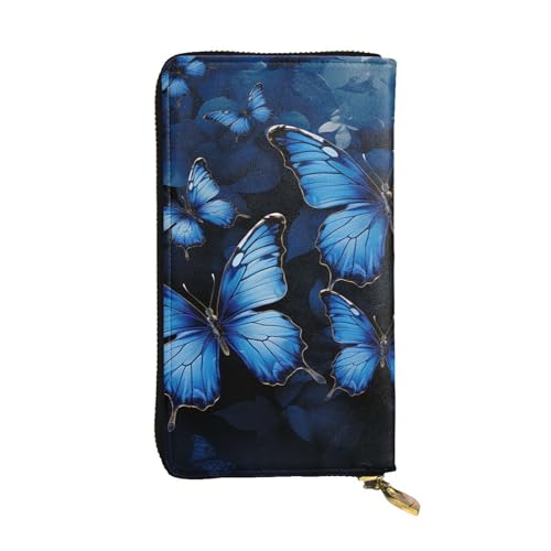 Portefeuille pour femme motif papillons en cuir véritable et finitions soignées