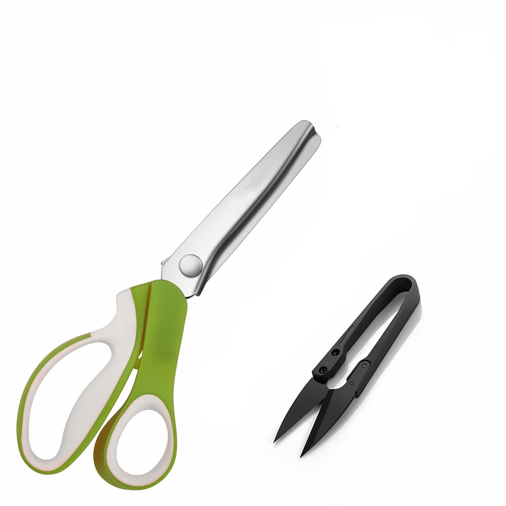 Phildim Green Pinking Shears By - Zig-Zag Scissor For Fabric Leather & Paper - Pinking Dressmaking Sewing Scissors Pd-046-Uk-B