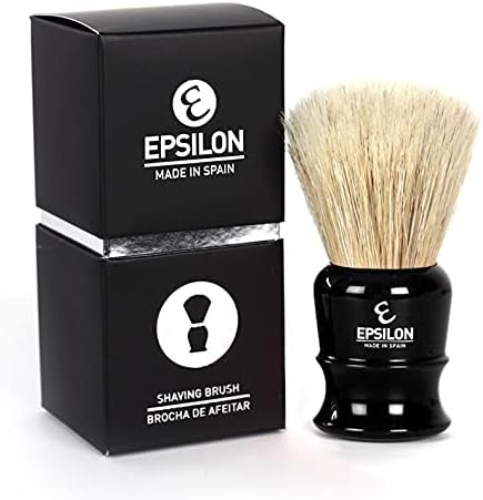 Epsilon White Horse Shaving Brush Fan Shape Black 27 mm, Único, Standard