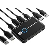 KVM Switch HDMI 2 Port Box, USB HDMI Switches for 2 Computers Share Keyboard Mouse Printer and on...