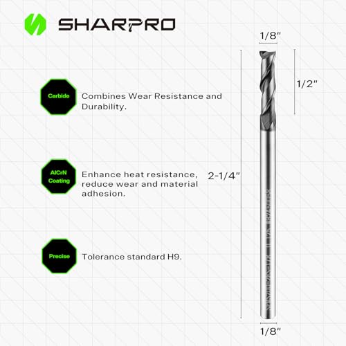 Image of 1 /8 End Mills 1 /8 Inch Shank, 2 Flute Carbide Square Endmill with AlCrN Coated, Upcut Spiral CNC Router Bits for Alloy Steel, Metal and Stainless Steel(3 pcs)