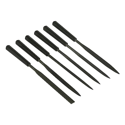 Stanley 0-22-500 Juego 6 de aguja, media caña entrefina, triangular, plana punto delgada, Negro, 15.2 cm, Set de 6 Piezas