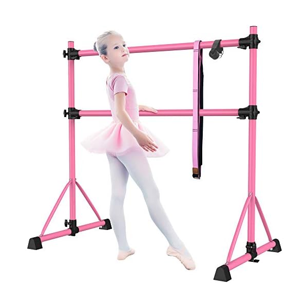 TOUSKII-Ballet-Barre-Portable-for-Home-Kids-Ballet-Bar-Adjustable-Double-Freestanding-Ballet-Exercise-Equipment-4FT-Dance-Bar-for-Women-with-Adjustable-Stretcher-for-Dancing-Stretch-250LB-Capacity TOUSKII Ballet Barre Portable for Home, Kids Ballet Bar Adjustable Double Freestanding Ballet Exercise Equipment, 4FT Dance Bar for Women with Adjustable Stretcher for Dancing Stretch, 250LB Capacity