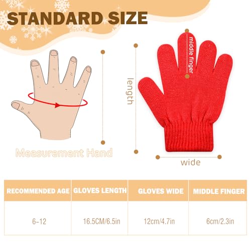 ONESING 100 Pairs Kids Gloves Bulk Kid Winter Gloves Warm FullFingers Gloves Kids Stretchy Knitted Gloves for Boys Girls 6-123