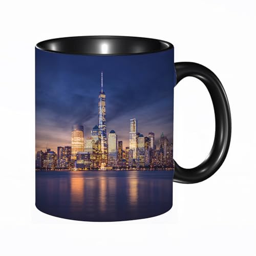 HRRASFAZF Tasse à Café | Tasse Céramique Fine | Cadeau Original | 330ml | Mug avec Anse | Cadeau Original pour Homme et Femme | Ville, Manhattan, New York,...