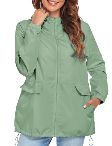 Women's Lightweight Raincoat Waterproof Packable Outdoor Windproof Hooded Active Rain Jacket S-XXL4